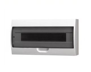 Корпус пластиковый БЕЛЫЙ ЩРН-П-18, черная прозрачная дверь IP51, DEKRON DEK06103-0029-B