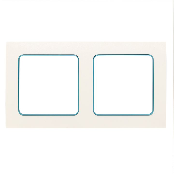 Стокгольм Рамка 2-местная белая с линией цвета синий EKF EXM-G-305-30