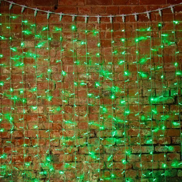 Гирлянда Светодиодный Дождь 2х1,5м, постоянное свечение, прозрачный провод, 230 В, диоды ЗЕЛЁНЫЕ (шнур питания в комплекте) - Фото 8
