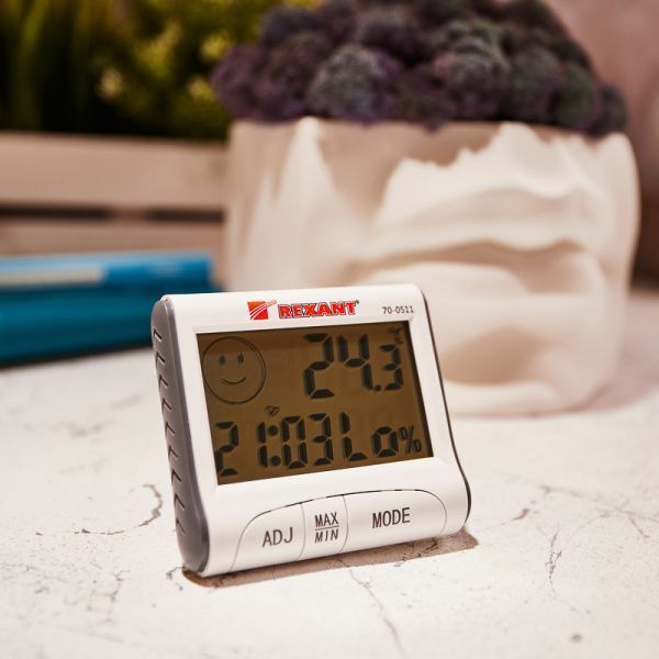 Термогигрометр комнатный с часами и функцией будильника REXANT - Фото 2