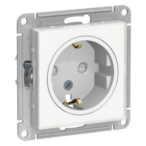 Розетка 1-м СП AtlasDesign Art 16А IP20 с заземл. защ. шторки механизм бел. SE ATN200145 1240171