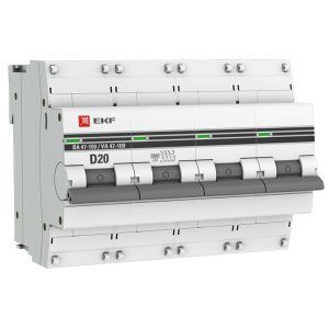 Авт. выкл. 4P 20А (D) 10kA ВА 47-100 EKF PROxima mcb47100-4-20D-pro