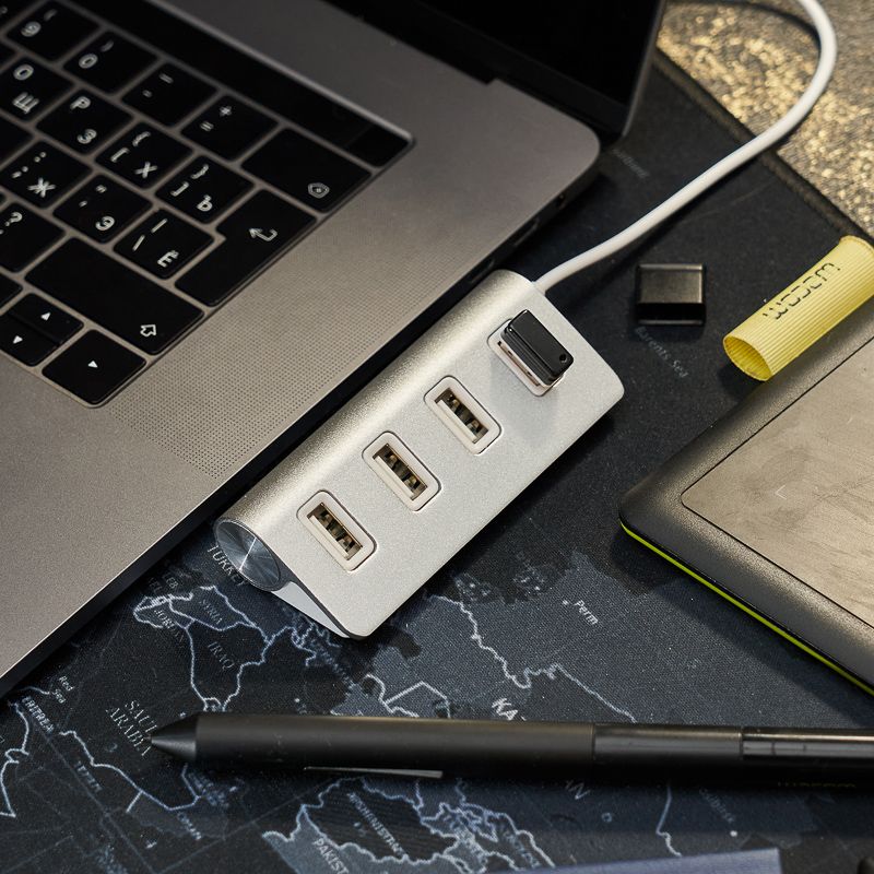 Разветвитель REXANT 4 USB-port серебристый - Фото 2