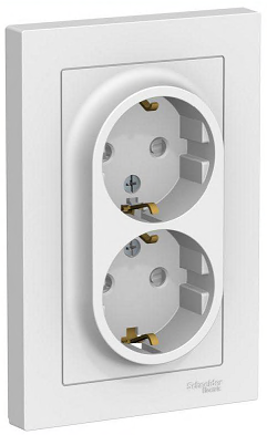 Розетка двойная AtlasDesign с заземл. со шторками 16А в сборе лотос SE ATN001326 1739920