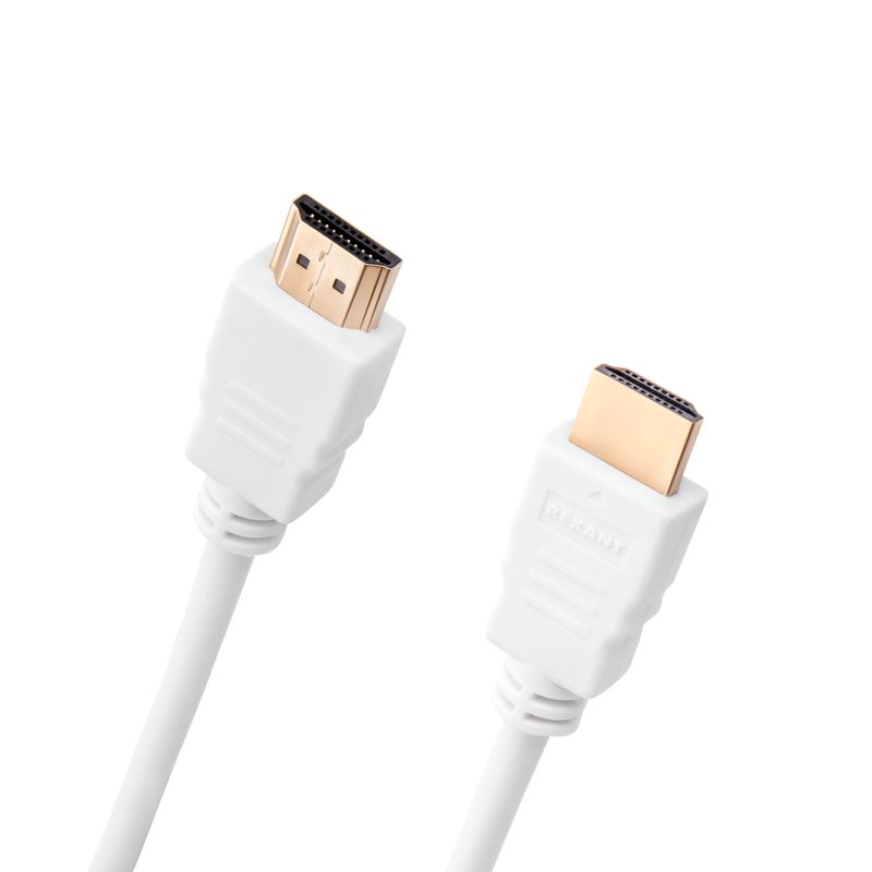 Кабель HDMI - HDMI 1.4, 1,5м, Gold, белый REXANT - Фото 2