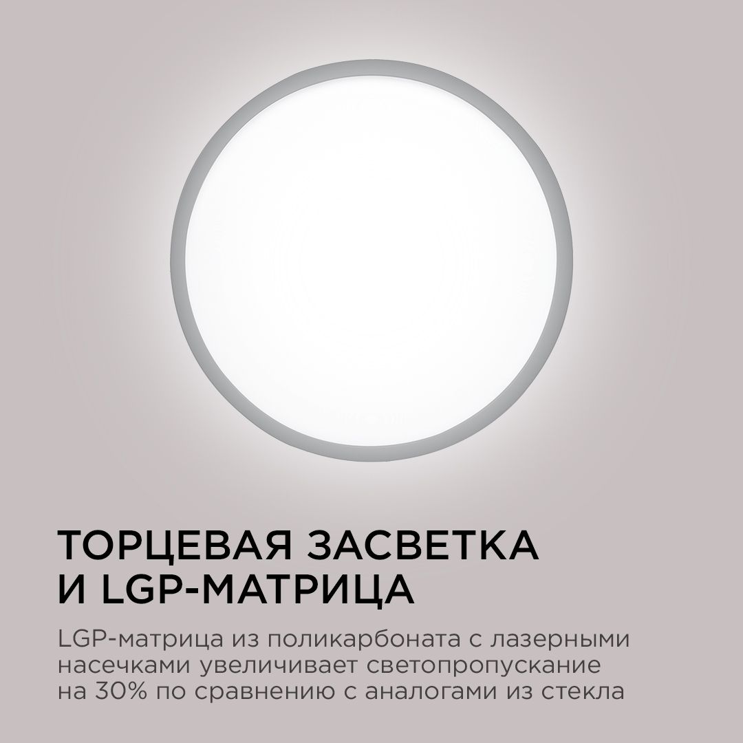 Светильник светодиодный, накладной, SPIN, 24Вт, 230В/50Гц, 2400лм, 4000К, IP40, ø230х25, круг, черны - Фото 6