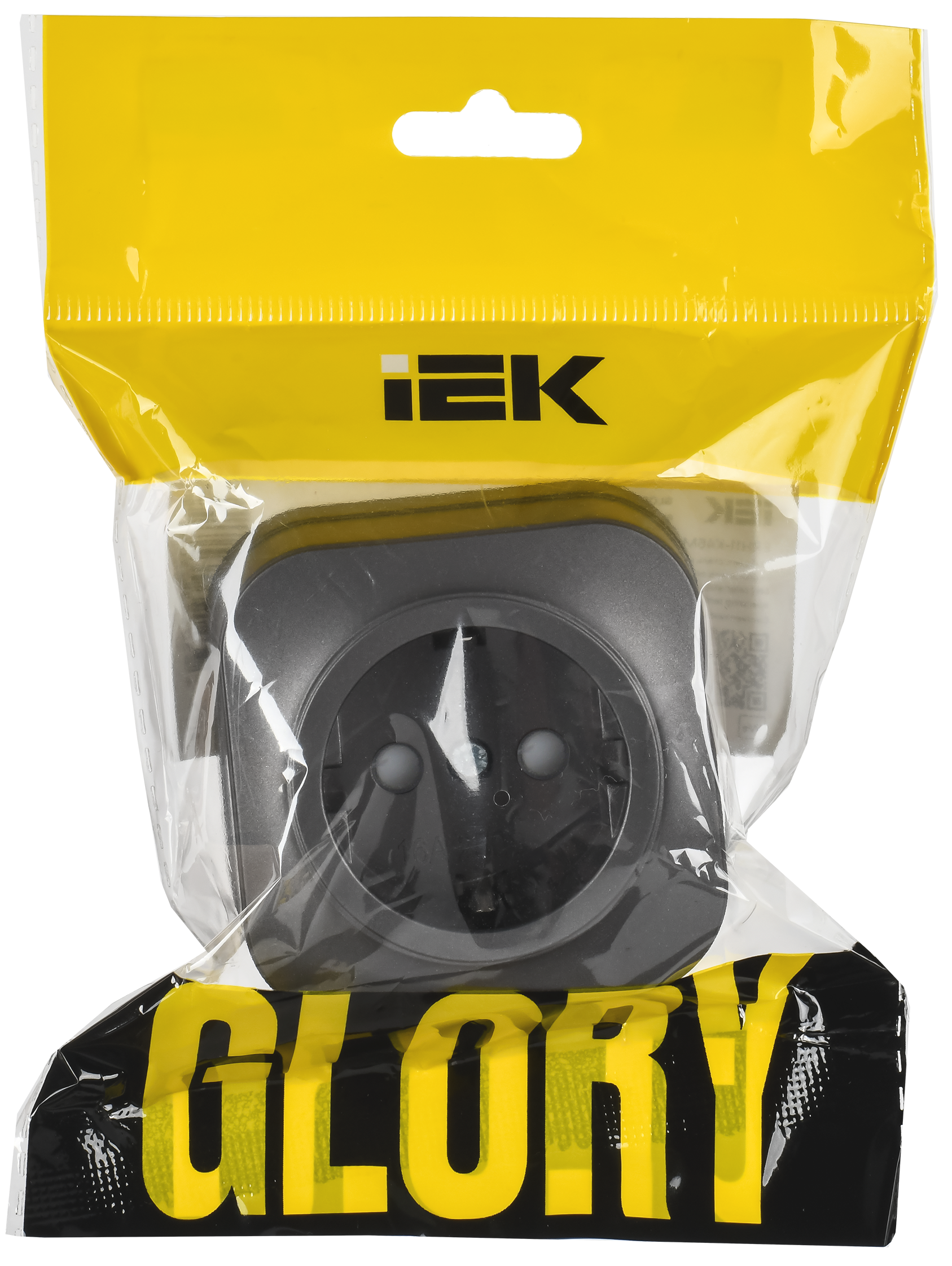 GLORY Розетка 1-местная для открытой установки с заземлением с защитными шторками 16А РСш20-3-ХСм сталь матовый IEK - Фото 2