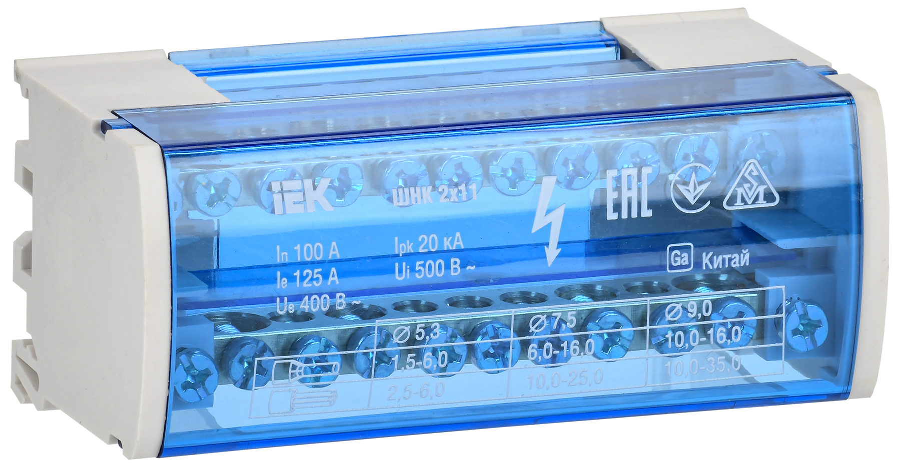 Шины на DIN-рейку в корпусе (кросс-модуль) ШНК 2х11 L+PEN IEK