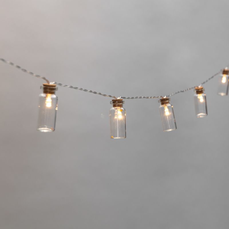 Гирлянда светодиодная Баночки 1,5 м, 10 LED, прозрачный ПВХ, цвет свечения теплый белый, 2 х АА (батарейки не в комплекте) NEON-NIGHT 303-096