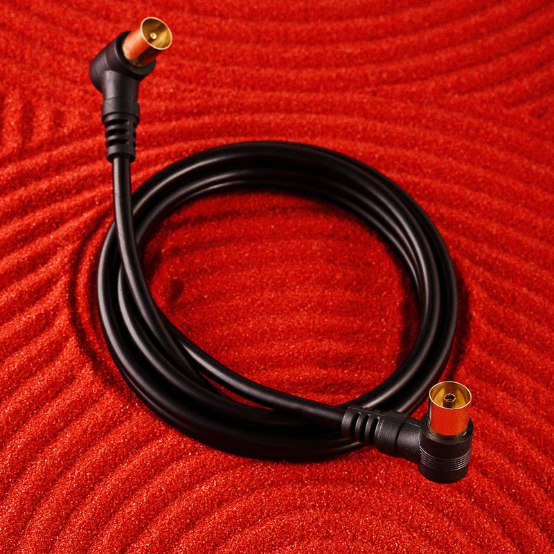 Шнур ТВ гнездо - ТВ штекер, угловой, 1,5м, черный REXANT - Фото 2