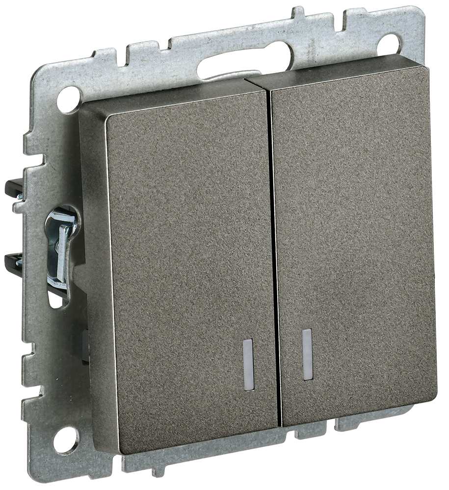 BRITE Выключатель 2-клавишный с индикацией 10А ВС10-2-1-БрТБ темная бронза IEK BR-V20-1-10-K45