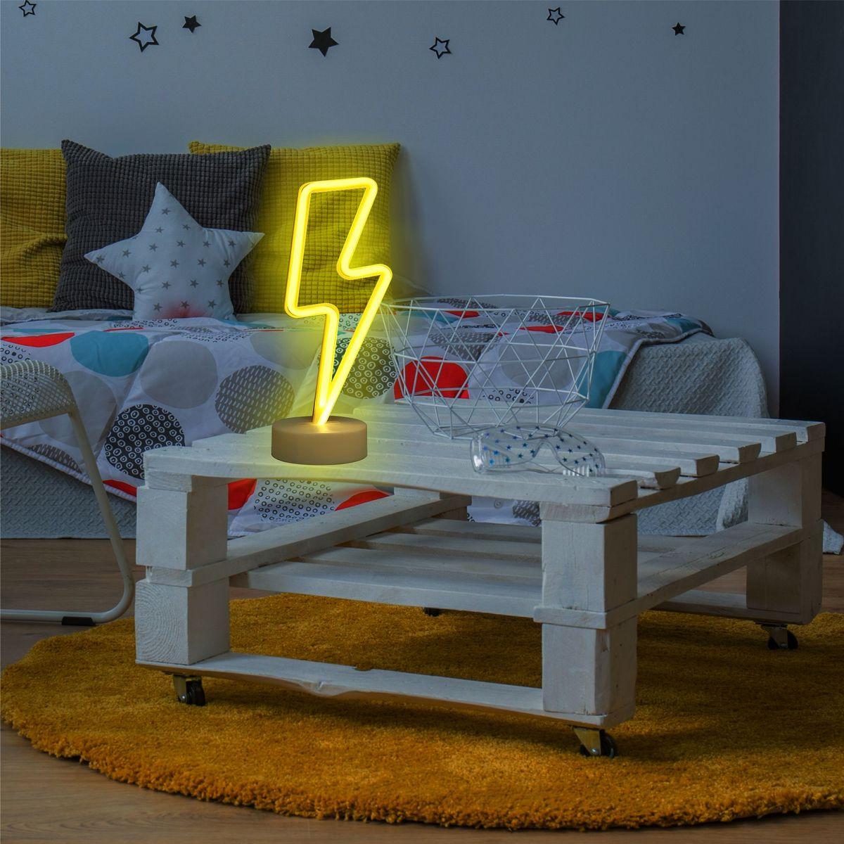 Светодиодный настольный неоновый светильник "Молния", 3Вт, питание 3*АА, цвет свечения желтый - Фото 14