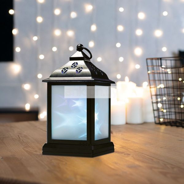 Декоративный фонарь 11х11х22,5 см, черный корпус, цвет свечения RGB с эффектом мерцания NEON-NIGHT
