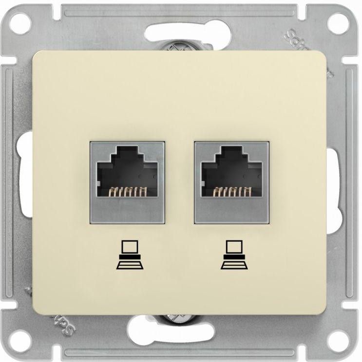 Розетка компьютерная 2-м Glossa RJ45 кат.5E механизм беж. SE GSL000285KK для дома