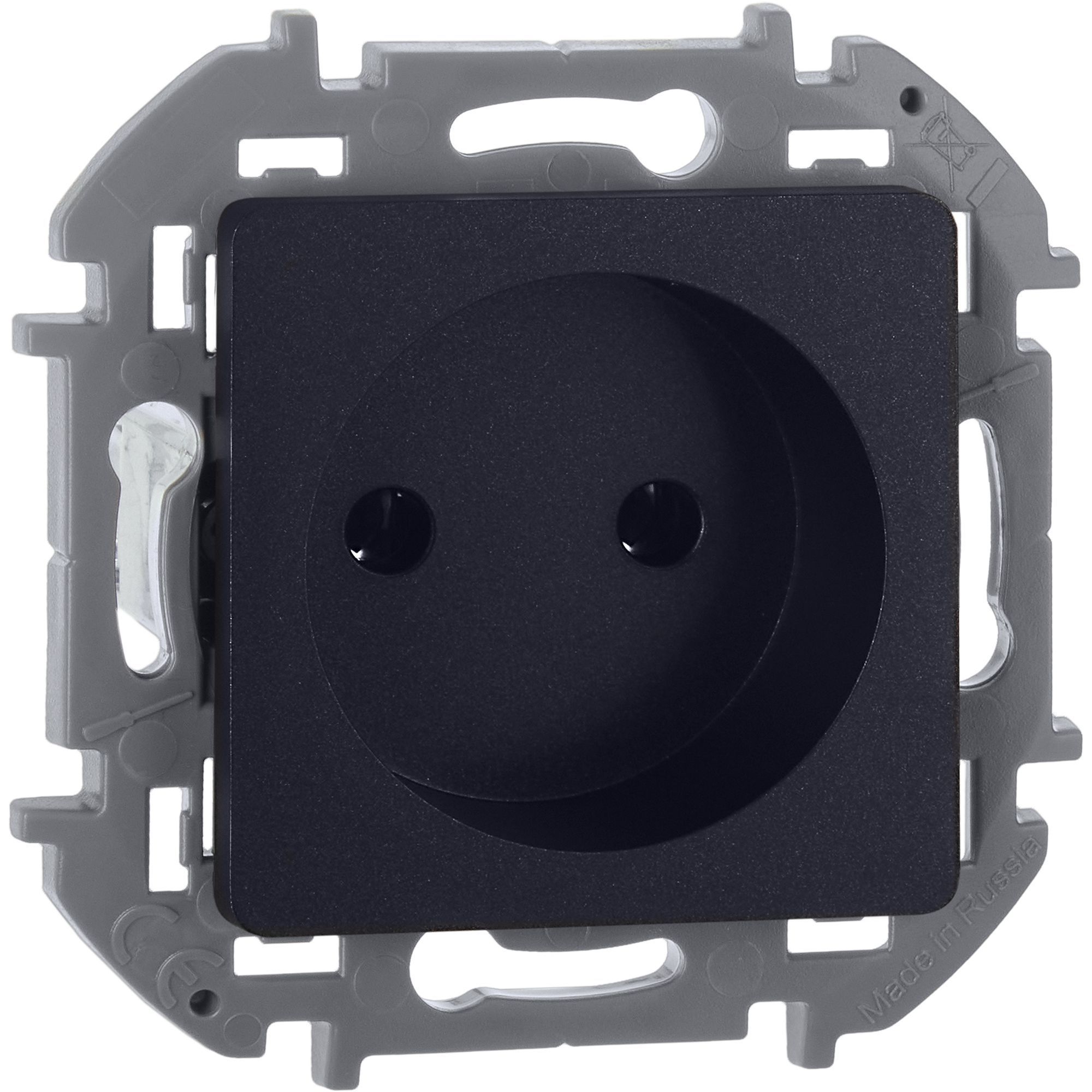 INSPIRIA Розетка 1-местная без заземления без защитных шторок 16А антрацит 673713