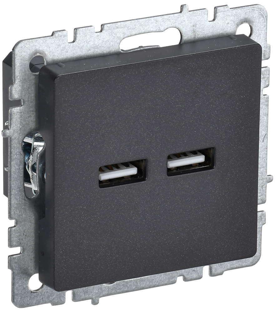 BRITE Розетка USB A+A 5В 3,1А РЮ10-1-БрЧ черный IEK BR-U21-D31-K02