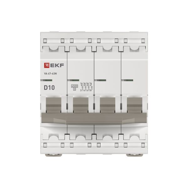 Авт. выкл. 4P 10А (D) 4,5kA ВА 47-63N EKF PROxima - Фото 3