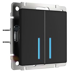 Сенсорный выключатель двухклавишный с функцией Wi-Fi (черный) Werkel