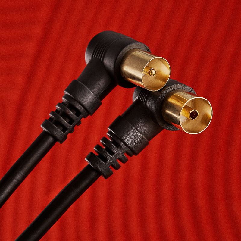 Шнур ТВ гнездо - ТВ штекер, угловой, 1,5м, черный REXANT - Фото 3