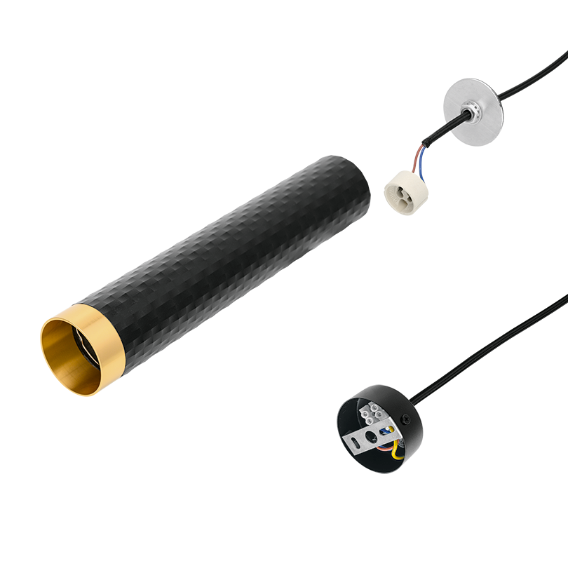 Подвесной светильник WOLTA WSL-GU10/P10BG IP20 под лампу GU10 Чёрный/золото CELLA D55x280 1/20 - Фото 5