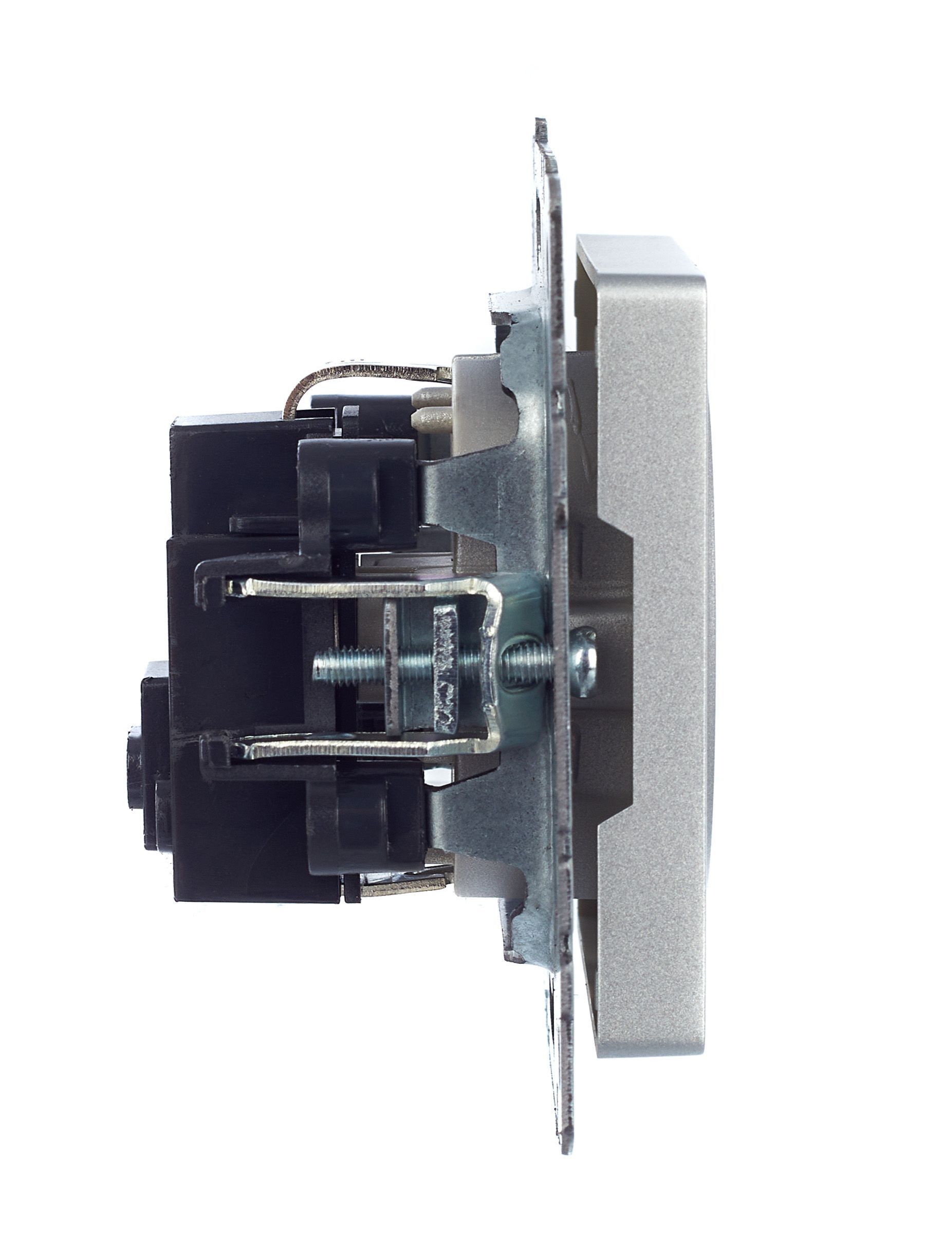 BRITE Розетка 1-местная с заземлением без защитных шторок 16А РС11-1-0-БрА алюминий IEK - Фото 4