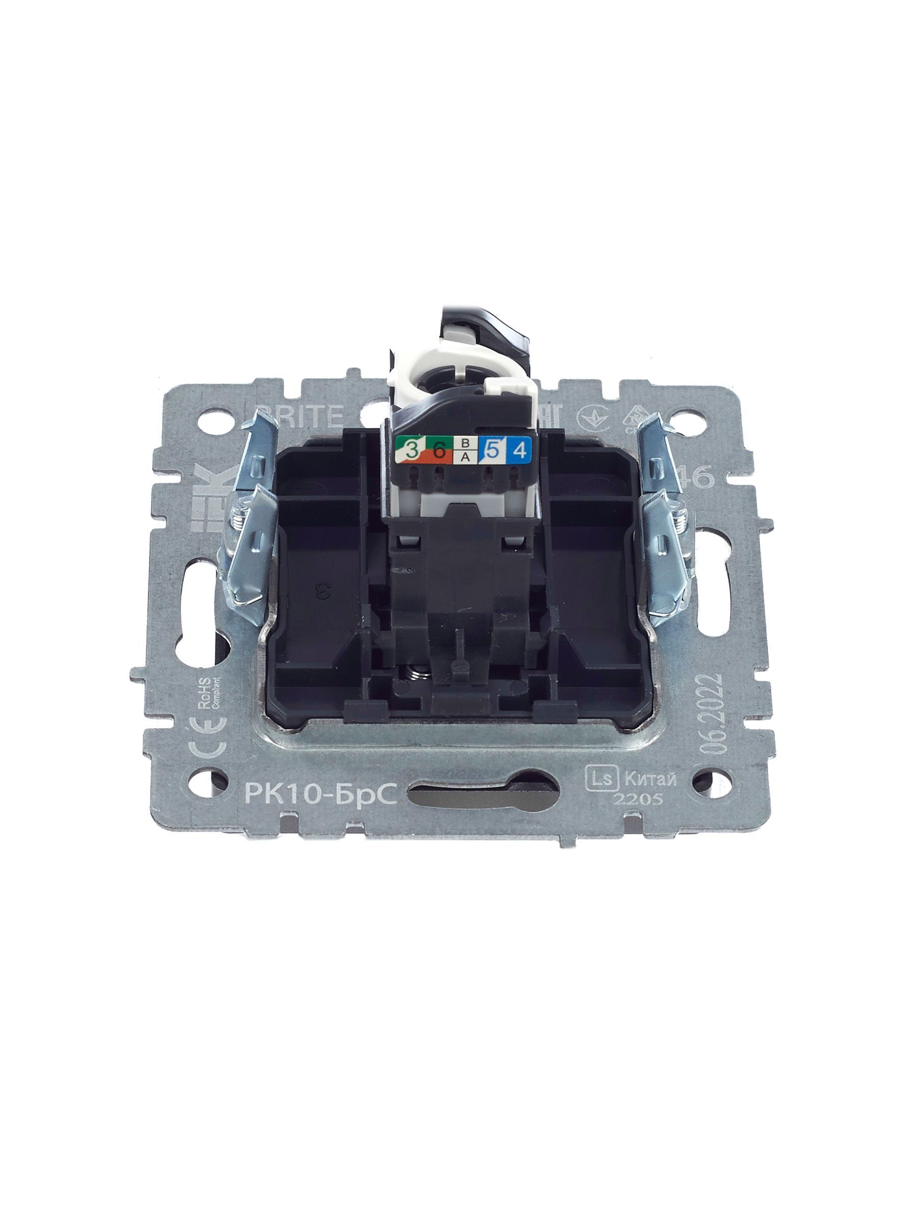 BRITE Розетка компьютерная RJ45 кат.5E РК10-БрС сталь IEK - Фото 3