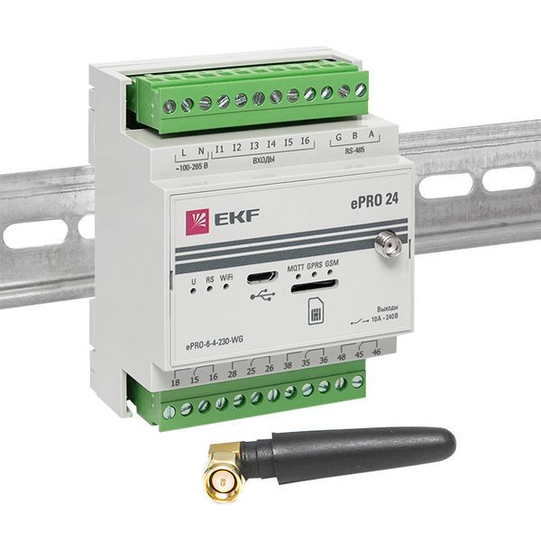 Контроллер базовый ePRO24 удаленного управления 6вх\4вых 230В WiFi GSM с внешней антенной EKF PROxima - Фото 4