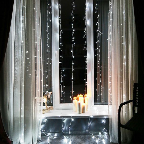 Гирлянда Светодиодный Дождь 3х2 м, свечение с динамикой, прозрачный провод, 230 В, цвет белый - Фото 2