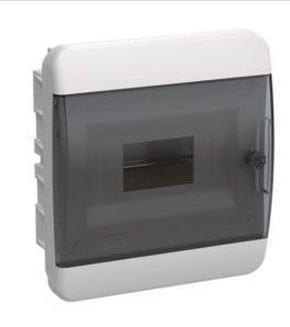Корпус пластиковый БЕЛЫЙ ЩРВ-П-2, черная прозрачная дверь IP41, DEKRON для защиты электрооборудования