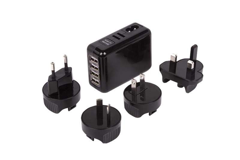 Адаптер сетевой "Путешественник" на 4 USB черный REXANT 11-1056