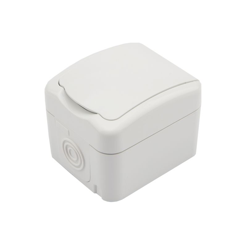 Розетка одноместная (керамика) Mini OG IP54 с/з, о/у, белая KRANZ