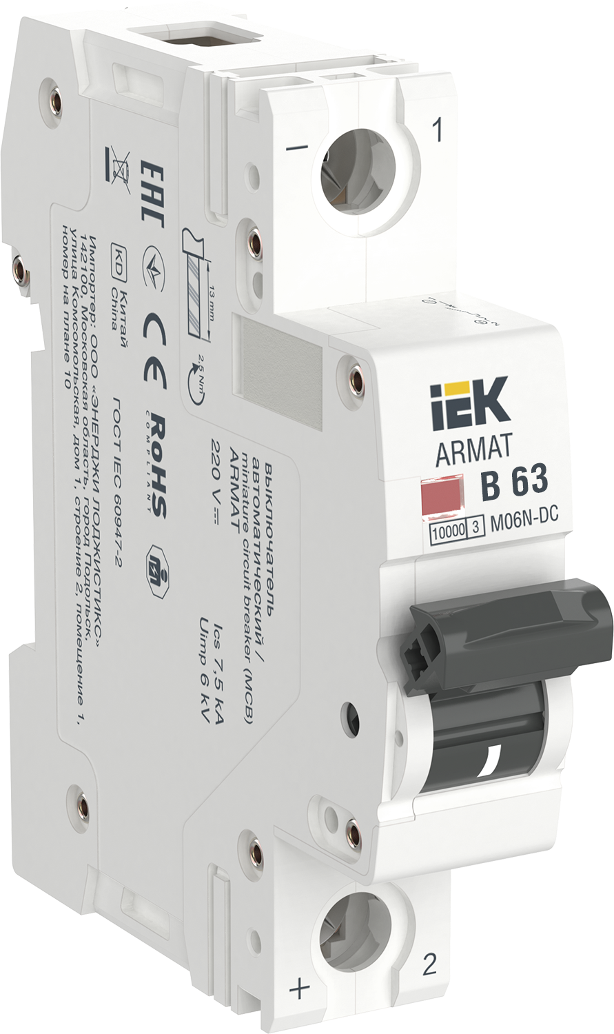 ARMAT Автоматический выключатель M06N-DC 1P B 63А IEK