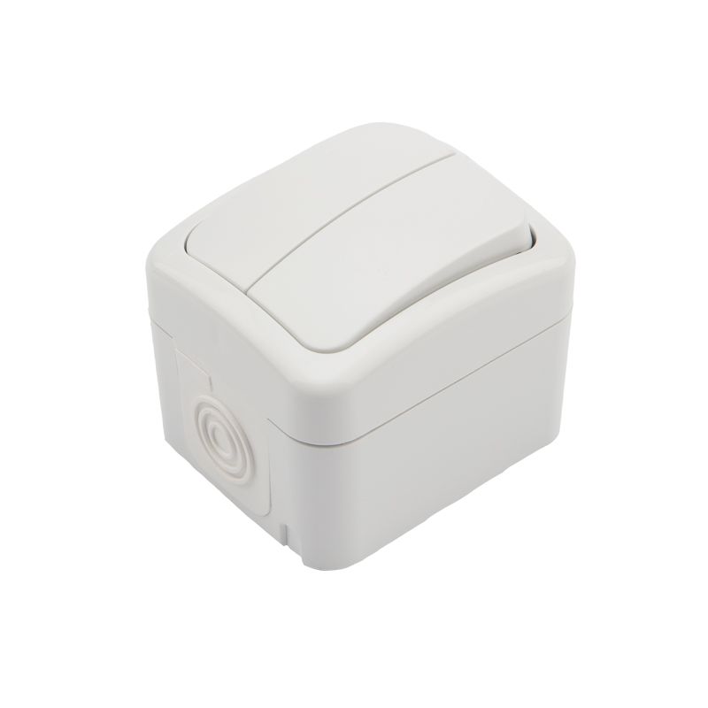 Выключатель двухклавишный IP54 о/у, белый мини KRANZ KR-78-0602