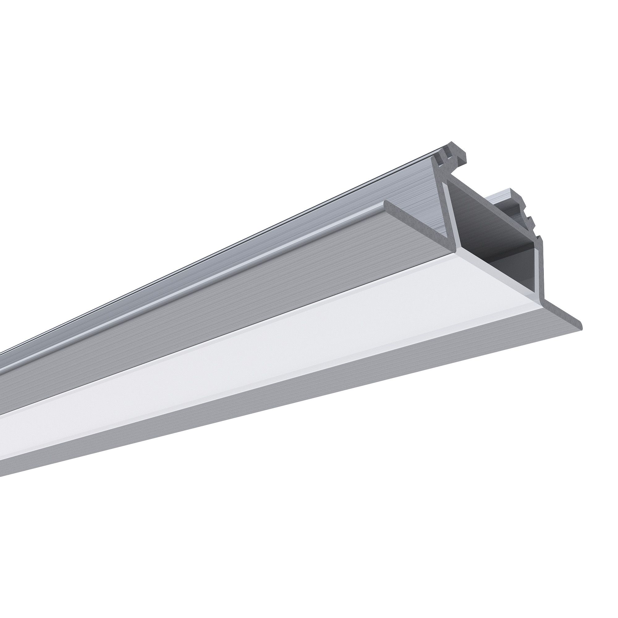 Профиль алюминиевый  угловой, накладной, серебро, 28,5х10,4мм, 2м, шир. ленты до 10мм (рассеиватель белый матовый, заглушки - 2шт.) 08-03