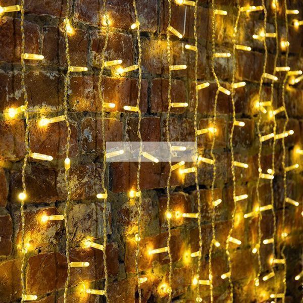Гирлянда Светодиодный Дождь 2х1,5м, постоянное свечение, прозрачный провод, 230 В, цвет: Золото (шну