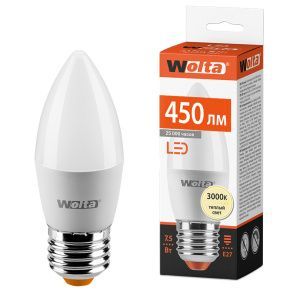 Лампа светодиодная "Свеча-C37" 7.5Вт 450лм 3000К Е27 (50шт/уп) WOLTA 25YC7.5E27