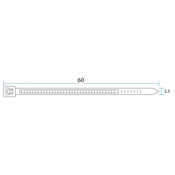 Стяжка кабельная нейлоновая 60x2,5мм, черная (100 шт/уп) REXANT - Фото 2