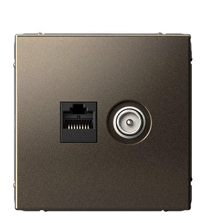 Розетка компьютерная + телевизионная 2-м ArtGallery RJ45 + TV кат.5E мокко SE GAL000689 1823500