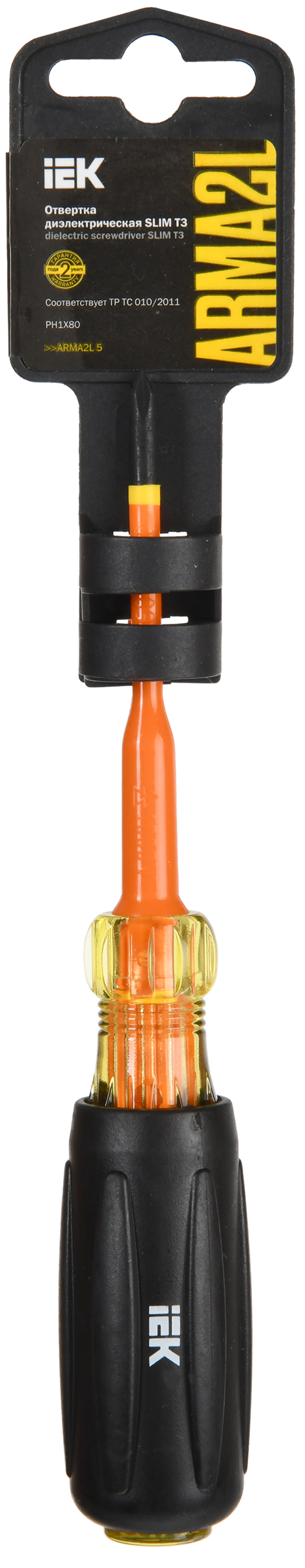 ARMA2L 5 Отвертка диэлектрическая SLIM PH1х80 Т3 IEK - Фото 2