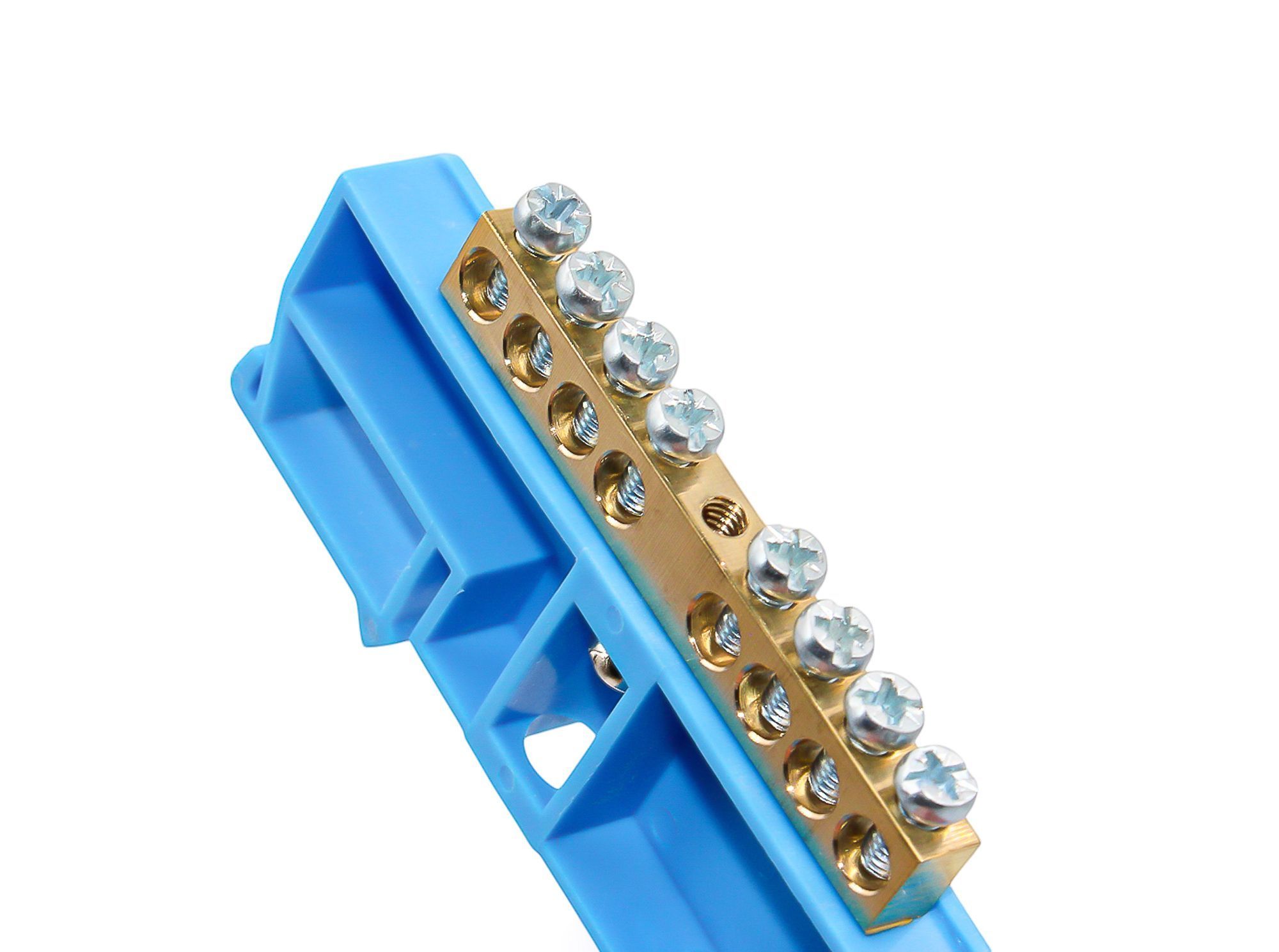 Шина N "ноль" на DIN-изоляторе СИНИЙ 6х9-8 DEKRON - Фото 4