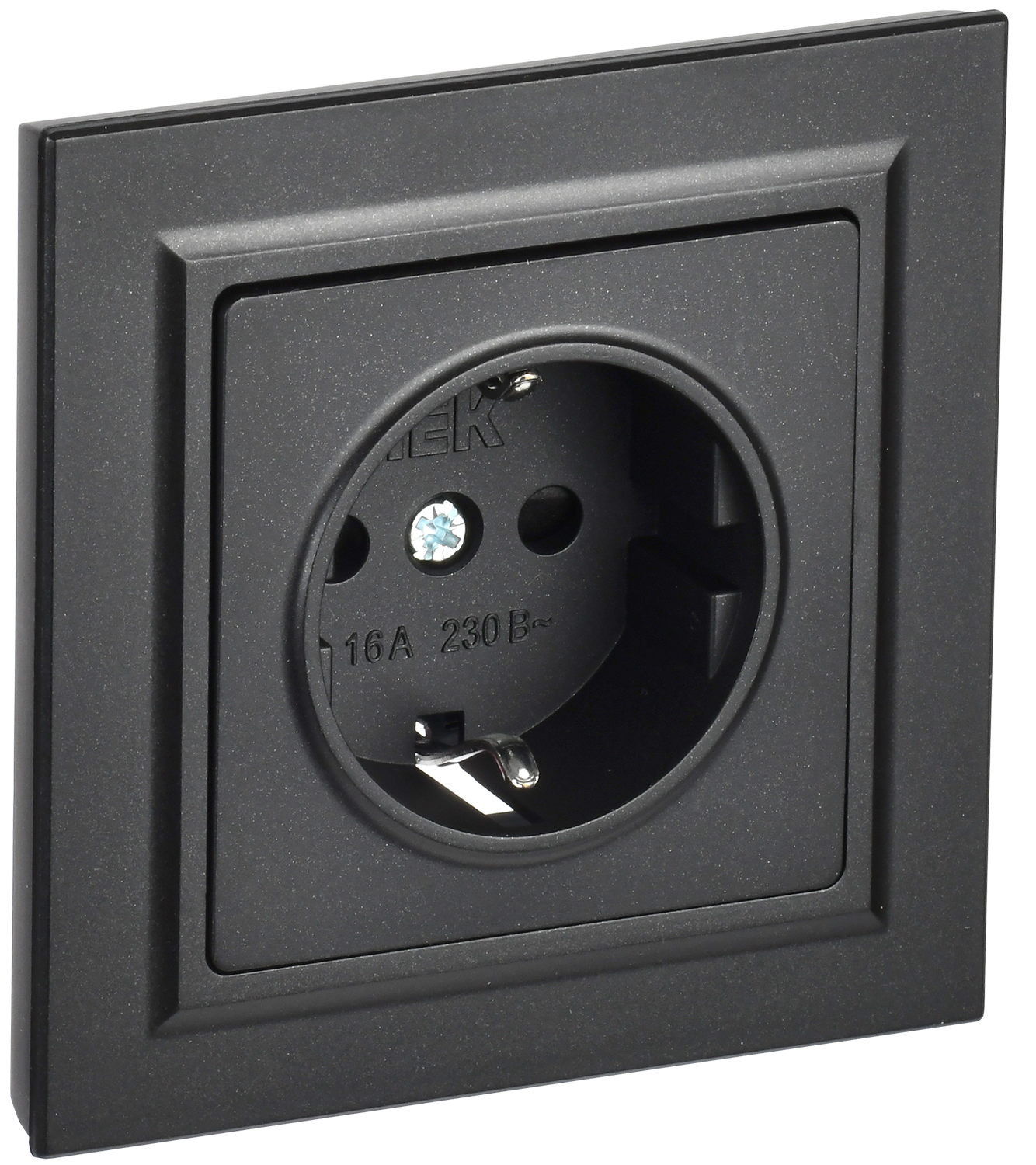 BRITE Розетка 1-местная с заземлением с защитными шторками 16А в сборе РСР14-1-0-БрЧ черный IEK