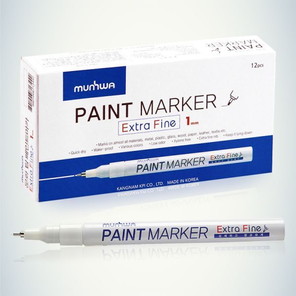 Маркер-краска Extra Fine Paint Marker 1мм, нитрооснова, белый MunHwa - Фото 3