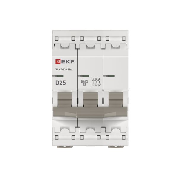 Авт. выкл. ВА 47-63N MA 3P 25А (D) 6кА без тепл. расцепит. PROXIMA EKF - Фото 4