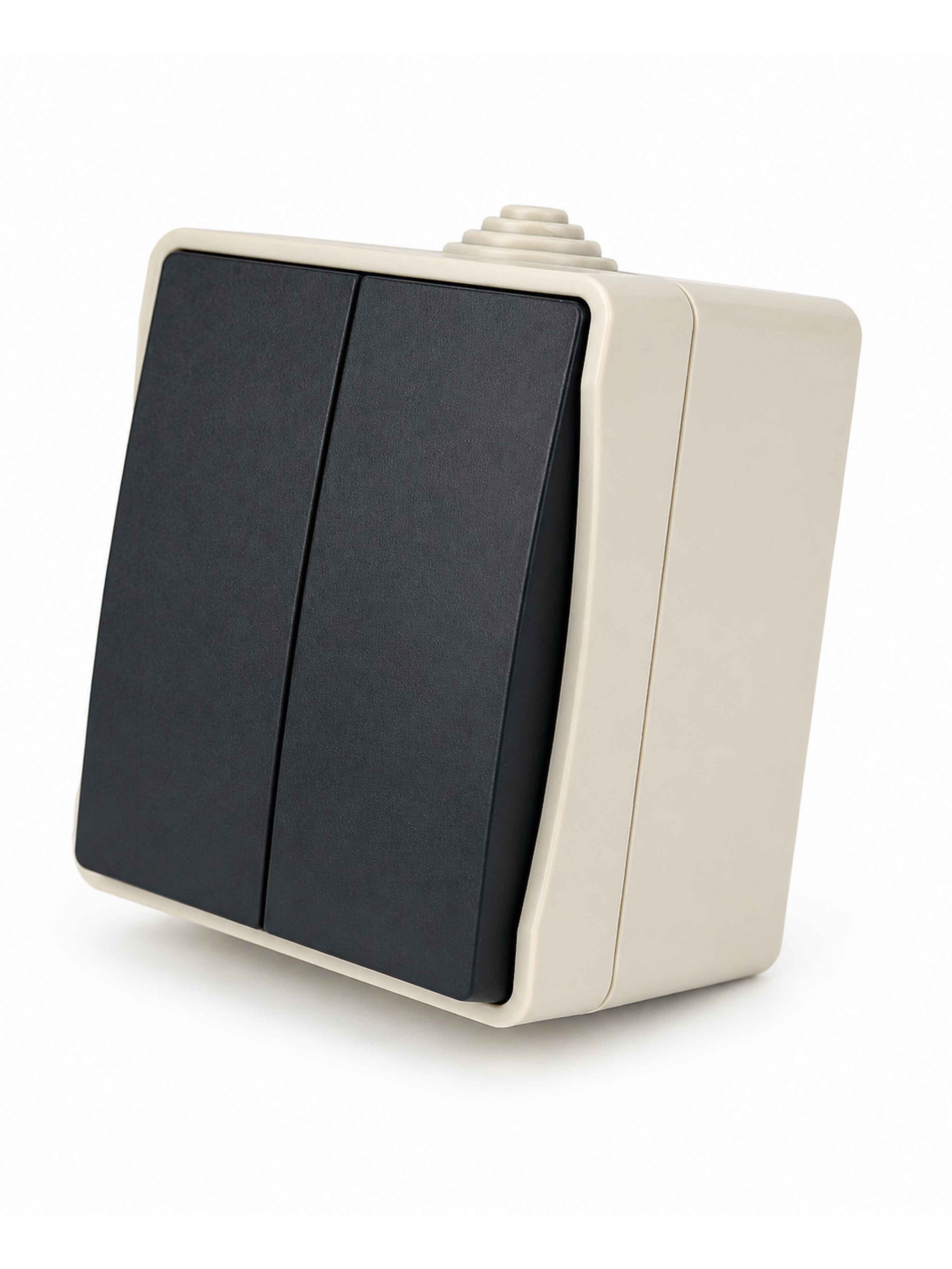 Выключатель 2-клавишный брызгозащищенный IP54, серый DEKRON DEK0901-0003