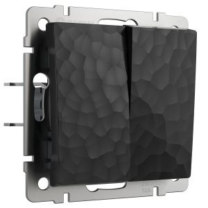 Выключатель двухклавишный (hammer черный) Werkel W1220008