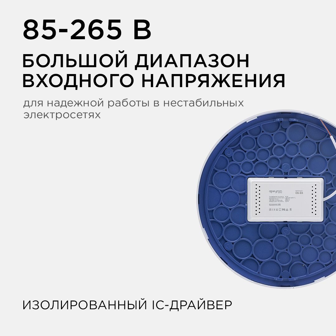 Панель светодиодная накладная круглая 24Вт, 1920Лм, Ф220мм, 6500К, Apeyron - Фото 4