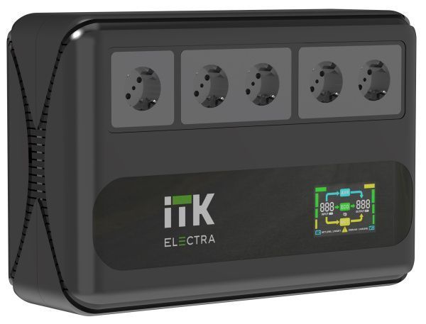 ITK ELECTRA LT5 ИБП однофазный линейно-интерактивный 800ВА/480Вт 5хSchuko LCD дисплей АКБ 1х9AH USB+USB Charge RJ45/11