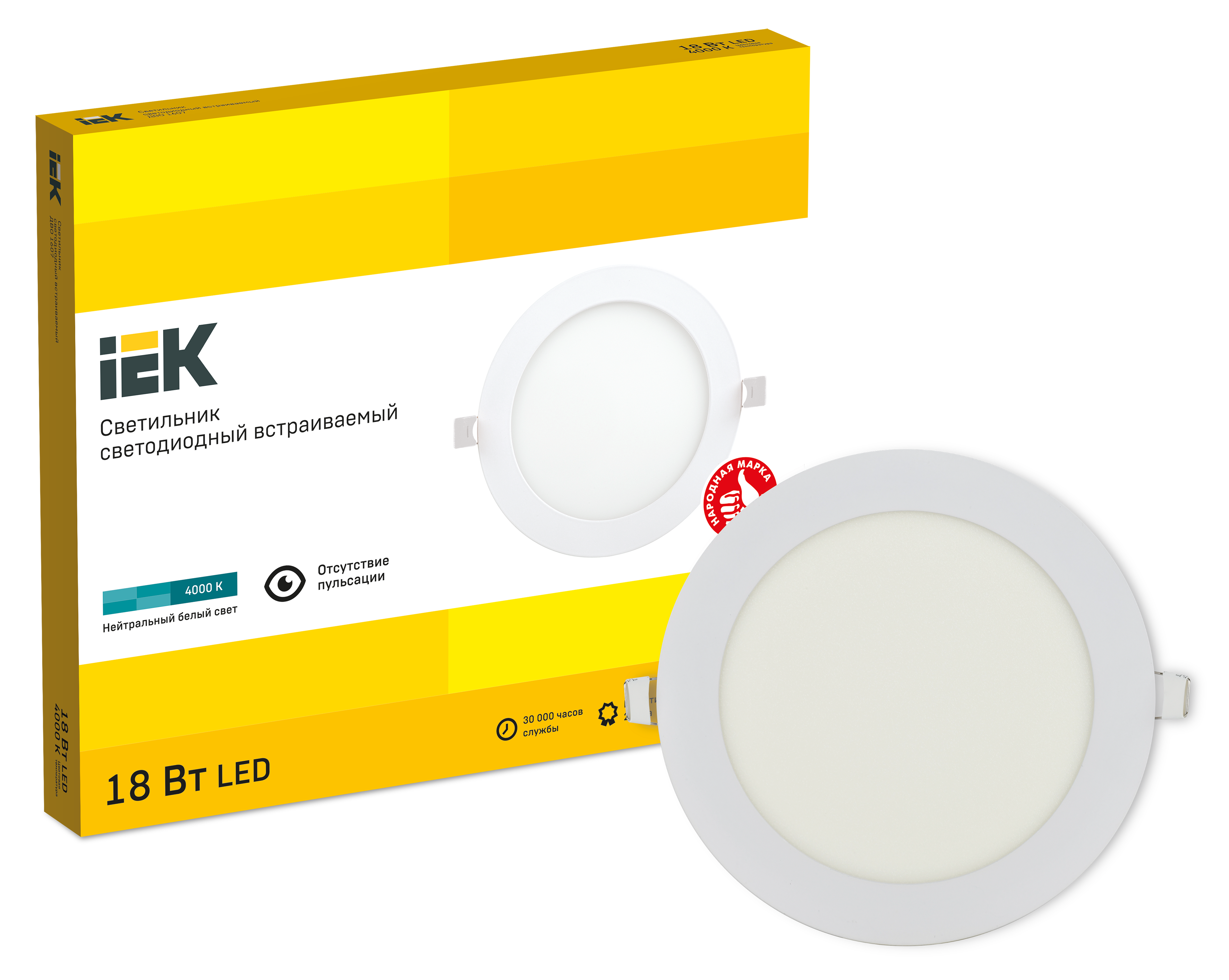 Светильник ДВО 1607 белый, круг LED 18Вт 4000 IP20 IEK - Фото 2