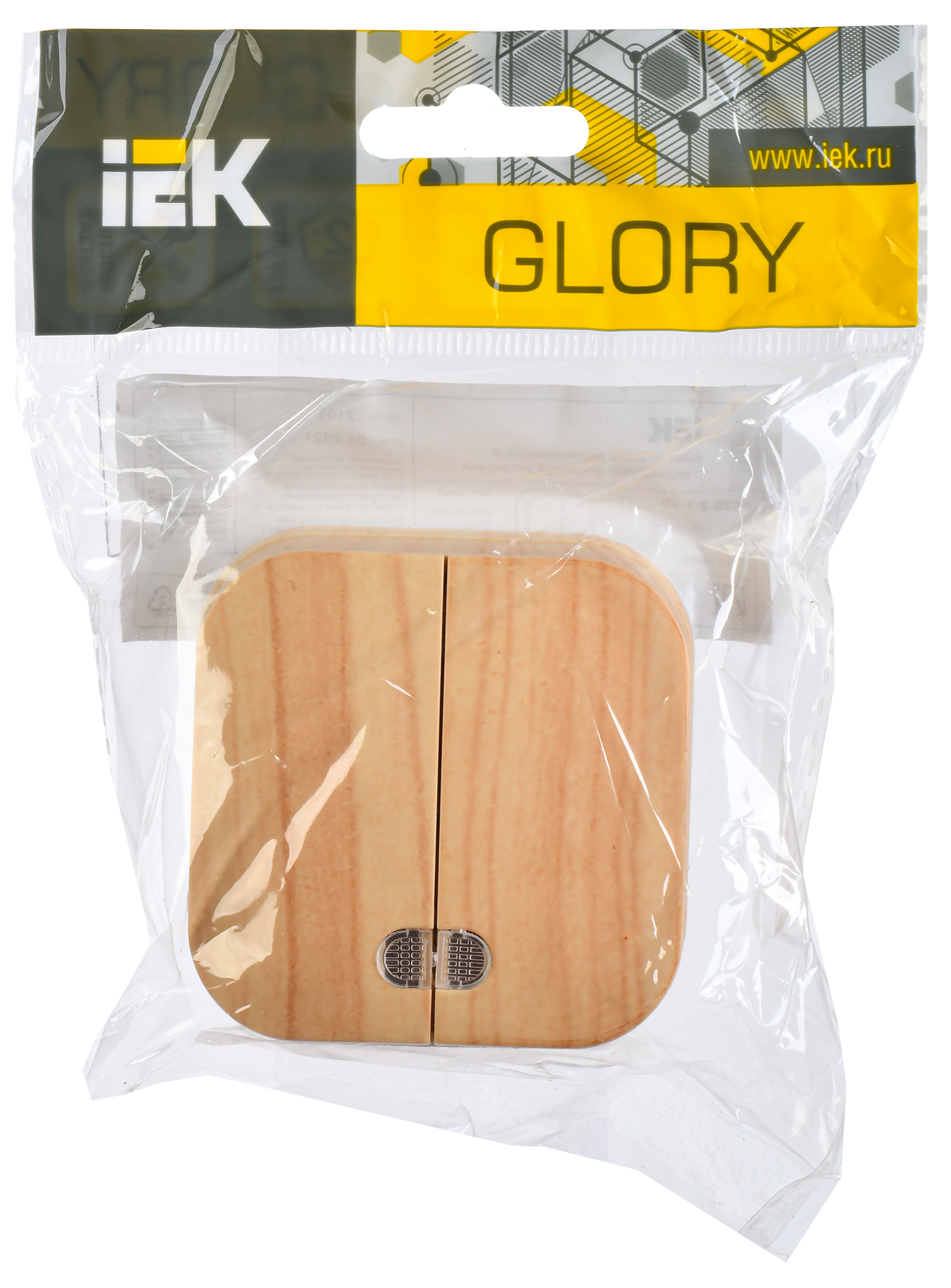GLORY Выключатель 2-клавишный для открытой установки с индикацией 10А ВС20-2-1-ХС сосна IEK - Фото 2