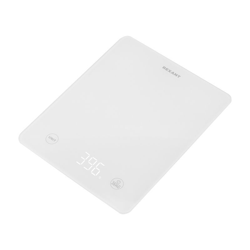 Весы кухонные электронные, белые/прямоугольные/стекло/до 5 кг REXANT 72-1008